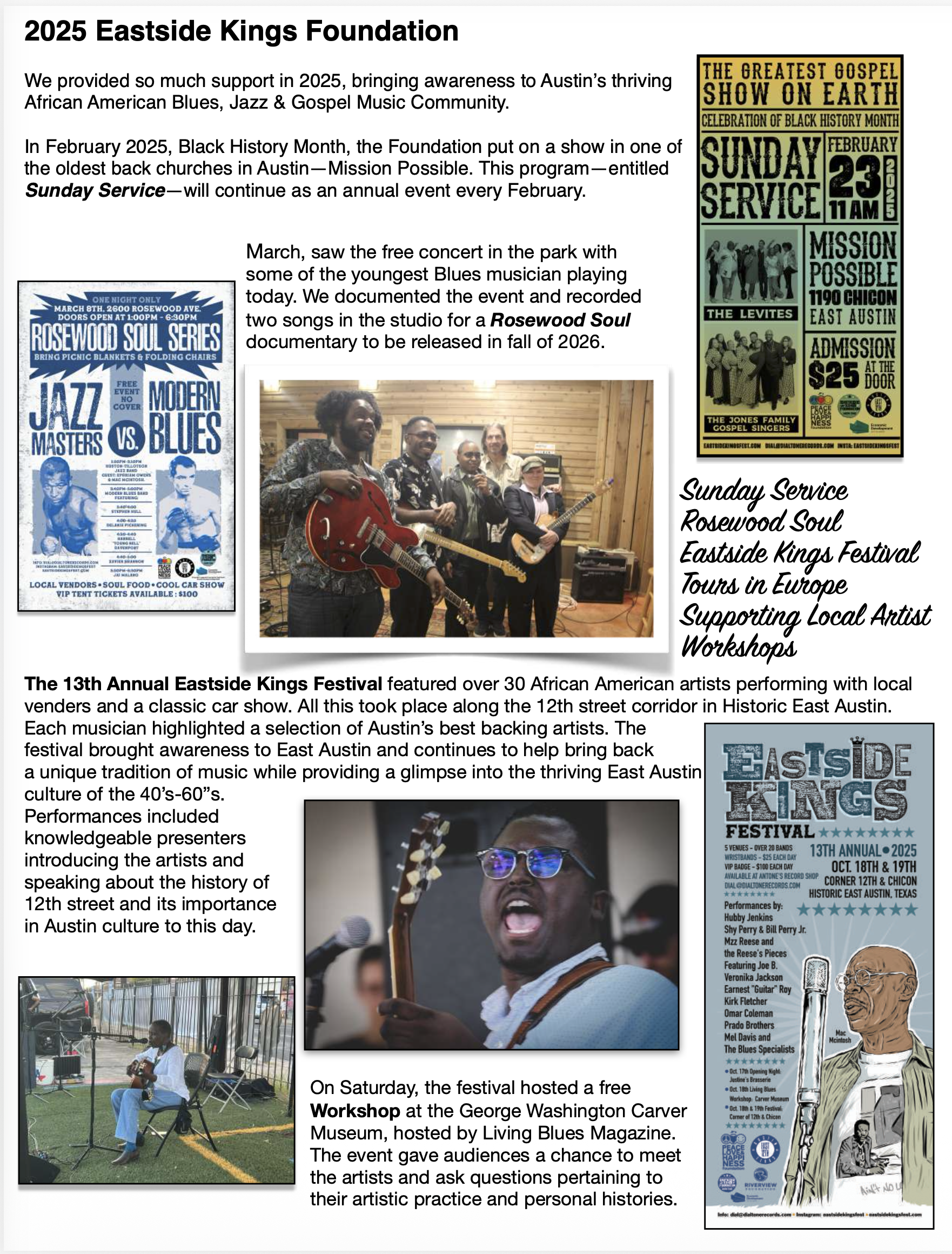 Eastside Kings Foundation Newsletter #1, page 1